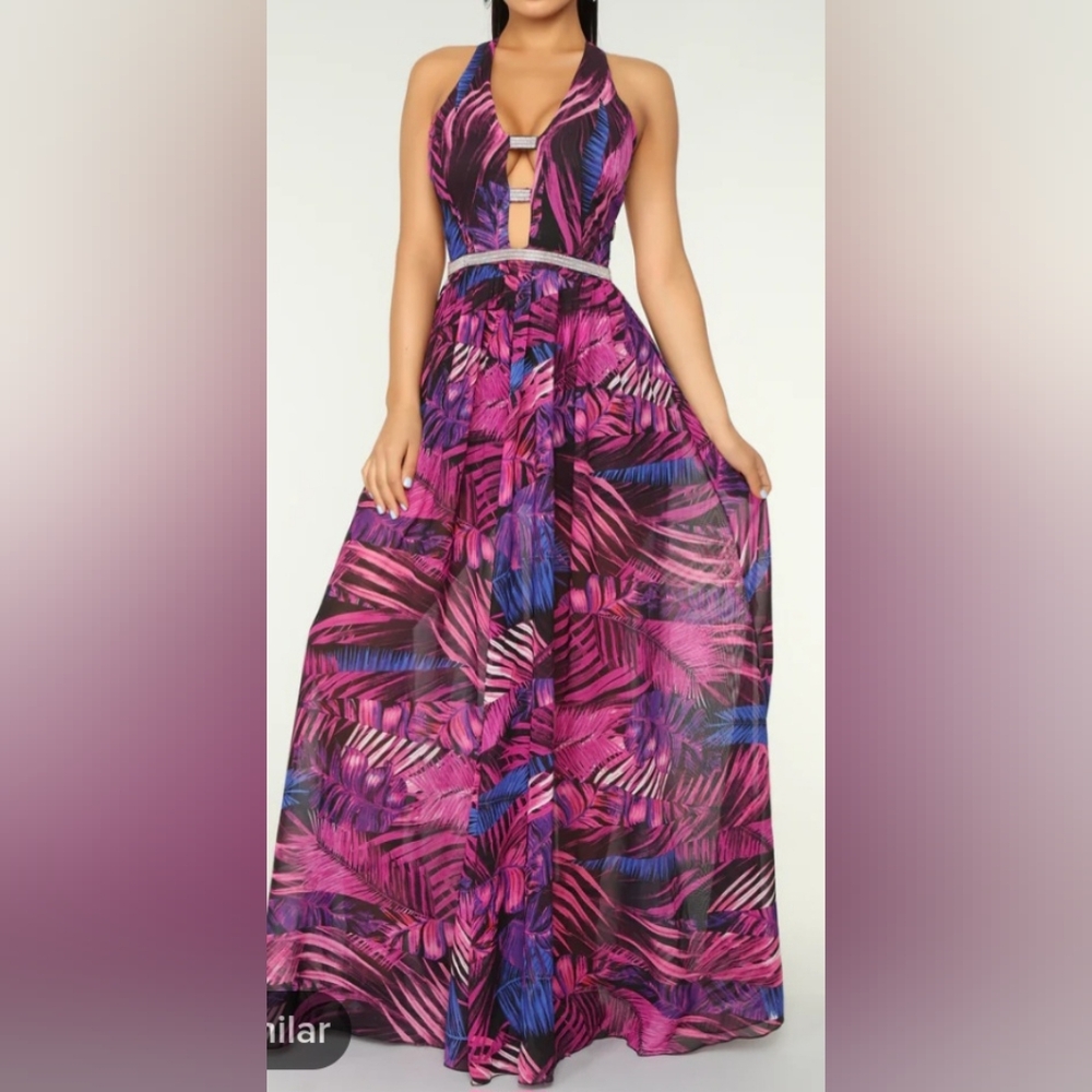Fashion Nova - Grow with the Flow Tropical Dress - Large